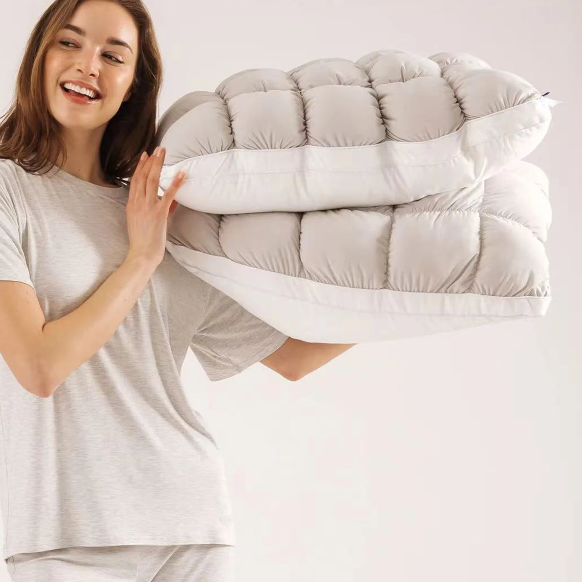 Cooling Bread Shape Pillow High Resilience Polyester Fiber Cervical Support Side Sleep Pillow